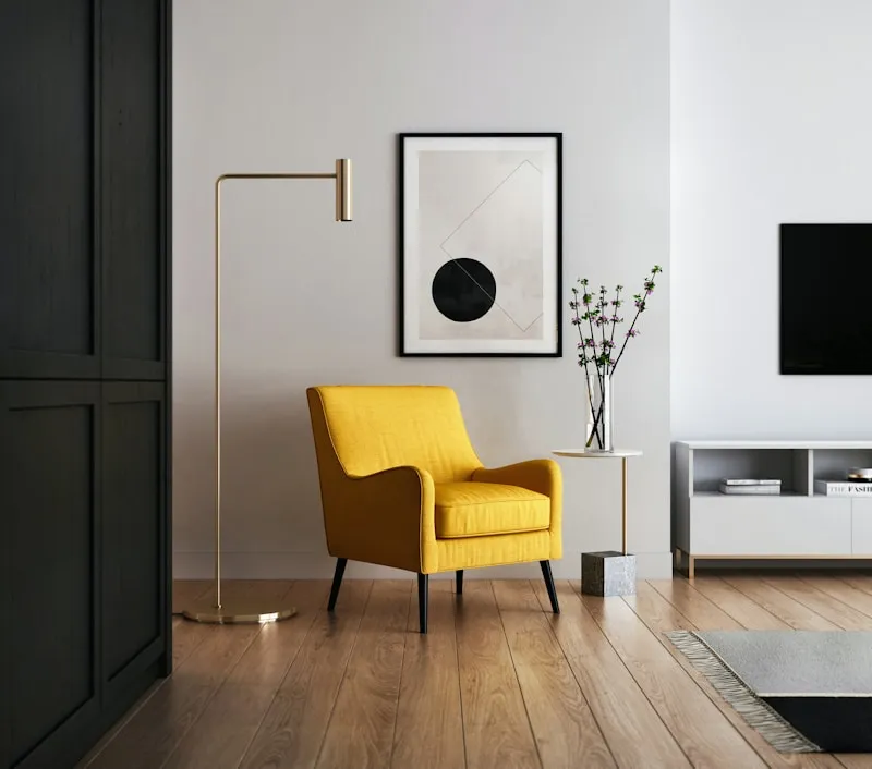 Bright Scandinavian living room with warm wood accents and natural linen sofa, staged for sale in Frogner Oslo — MT Home